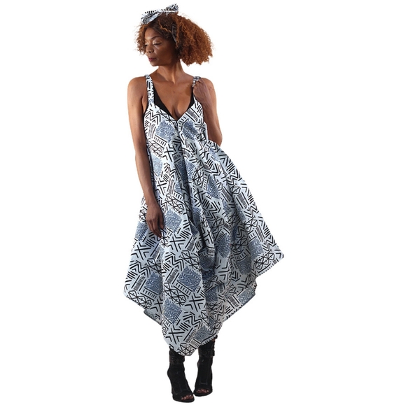 Pants - Cotton wax print harlem wide leg jumpsuit